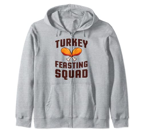 Turquía Feasting Squad Gracioso Acción de Gracias Sudadera con Capucha