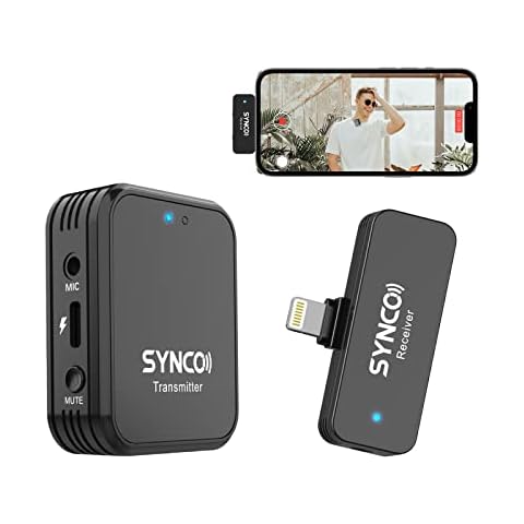 SYNCO Wireless Microphone for iPhone, G1L 2.4G Wireless Lavalier Mic with MFi Certified for iPhone 13 12 11 X XS 8, iOS Devices, Recording for YouTube Vlog, Wireless-Smartphone-Microphone-iPhone Cover