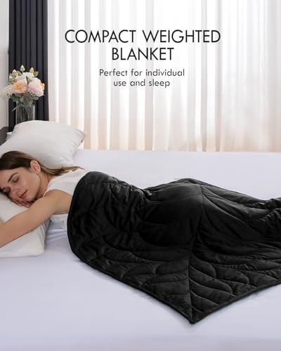 Image of Kaisa Weighted Blanket for Adults (7 lbs, 41 inch x 53 inch),Soft Weighted Lap Blanket Machine Washable, Small Heavy Blankets with Glass Beads for Travel & Sleep,Black
