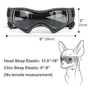 SHAMR Dog Sunglasses Dog Goggles Doggles UV Eye Protection Dog Glasses for Small to Medium Breed, Dust and Water Proof with Soft Frame (Black)