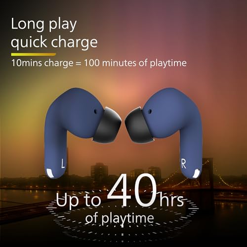 Image of Philips TAT1269 Bluetooth Truly Wireless in Ear Earbuds with mic, 13mm Drivers, Bluetooth 5.4, 40H Playtime, IPX5, Fast Charging, Touch Controls, Voice Assistant, Mono Mode, LED Indicator(Cosmic Blue)