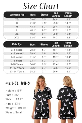 Image of Girls & Womens Satin Pajamas Set, Silk Button-Down Sleepwear 2 Piece Nightwear, 3 Years - Women XXL