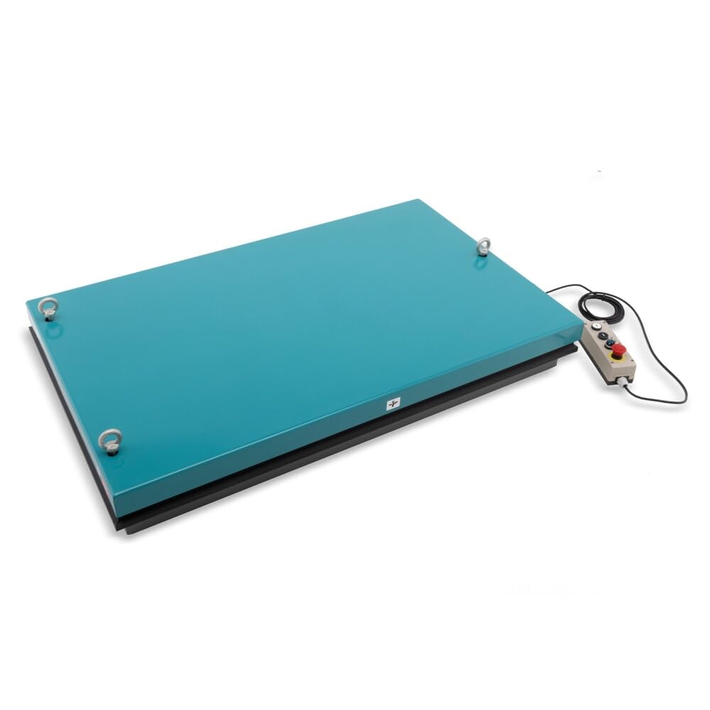 Ameise Elektro-Scheren-Hubtisch SLT mit Einfach-Schere | 1.000 kg Tragkraft | 190-1.010 mm Hubbereich | stufenlose hydraulische Höhenverstellung mit Bedienteil | 1.300 x 800 mm Plattform| Blau/Grau