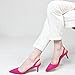 FSJ Women Fashion Low Kitten Heels Pumps Pointed Toe Slingback Sandals Casual Wedding Party Dress Shoes Hot Pink Size 12