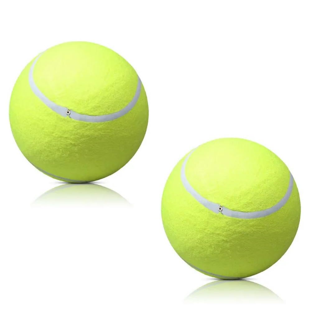 ELMAIN Hundespielzeug, 24 cm, riesiger Tennisball für Hunde, Kauspielzeug, interaktives Spielzeug, aufblasbarer Tennisball, Outdoor-Hundespielzeug, 2 Stück