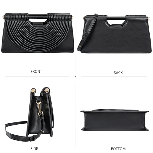Image of Trendy Woven Evening Clutch Purse Half Round Designer Shoulder /Crossbody Bag Top-Handle Satchel Handbags