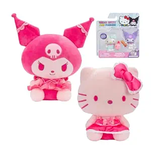 INCREDITOYZ Hello Kitty and Friends Hello Kitty 12 Pink Monochrome Plush 2-Pack Bundled Gift Set (Hello Kitty and Kuromi)