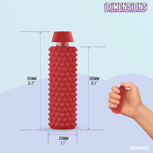 Image of Distractibles Spike Roller Clicker, Tactile Pain Stim Fidget with Clicker Switch, Pain Stimulation Roller with Lanyard (RED)