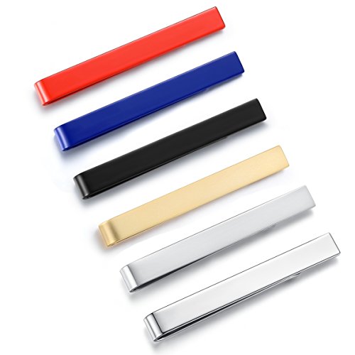 HONEY BEAR 6pcs Mens Tie Clip Bar Set Normal Size for Business Wedding Gift 5.4cm Without Box