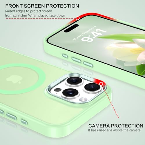 Image of BENTOBEN for iPhone 16 Pro Case [Compatible with Magsafe] Magnetic Matte Phone Case iPhone 16 Pro Translucent Slim Thin Shockproof Women Men Protective Cover Cases for iPhone 16 Pro 6.3 inch, Matcha Green