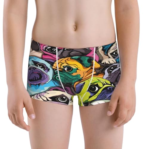 Boys' Cotton Boxer Brief Soft Underwear-Colorful Pug