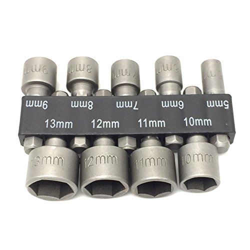 Panovo 9Pcs Power Hand Driver Drill Tools Set 5-13Mm Metric Socket Wrench Set Power Nuts Driver Socket 1/4" Hex Shank Drill Bit Set #TOP2