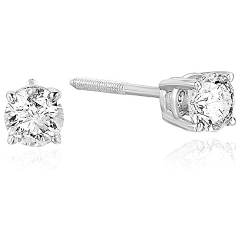 Vir Jewels 1/3 cttw Diamond Stud Earrings 14K White Gold Round Screw Backs Cover