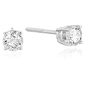 1/4 to 2 cttw VS2-SI1 Certified Diamond Stud Earrings 14K White Gold Screw Backs