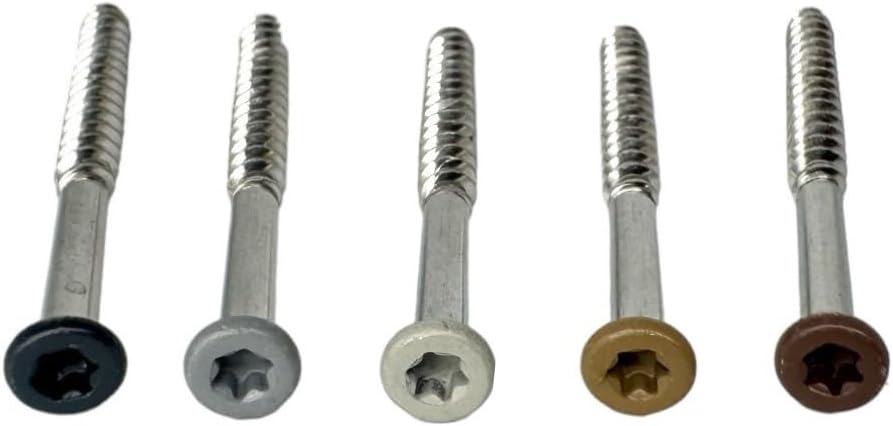 Ceta Painted Head Decking Screw for Composite Decking, 4.2 x 55mm Stainless Steel Colour Coded Screw, 5 Colours, Pack of 50. (Charcoal (RAL7021))
