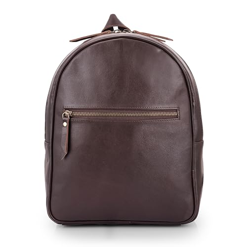 URBAN LEATHER Mochila Pequeña De Piel Para Portátil De 12 Pulgadas Para Mujer, Color Café, Estilo Clásico, Bolsa De Día Con Cordón, Marrón