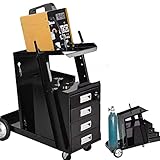 Welding Cart with 4 Drawers and Tank Storage, Welding Carts for MIG/TIG Welder and Plasma Cutter,...