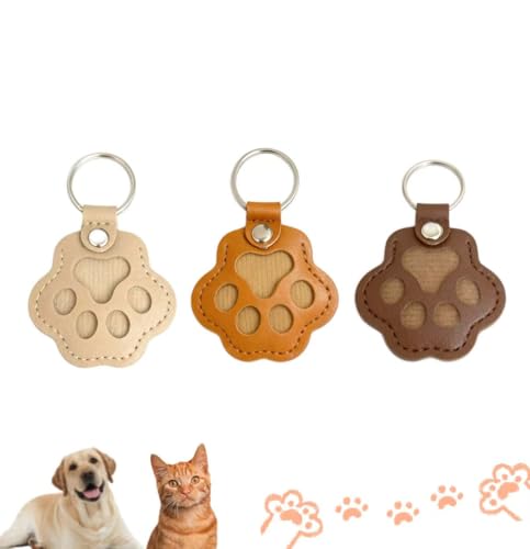 YMChasim Dog Hair Keychain, Pet Memorial Gifts for Dogs & Cats, Leather Keychain with Refillable Fur Keepsake Holder, Handmade Memorial Keychain for Bag or Keys - 3Pcs (Dark Brown, Light Brown, Gray)