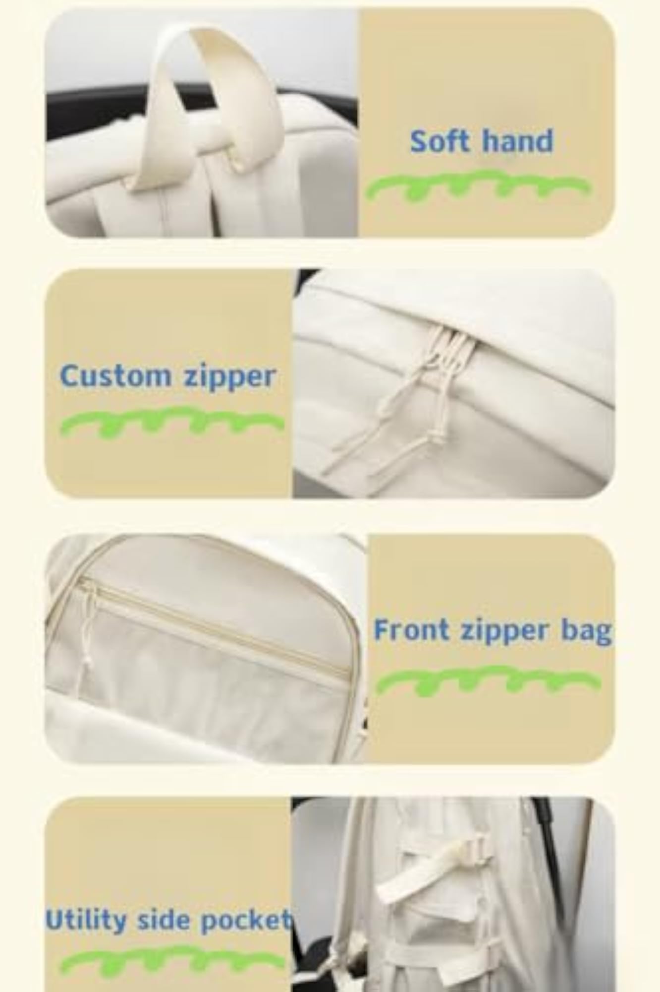 9-Piece Cinnamon Roll Canvas Backpack Set for Girls