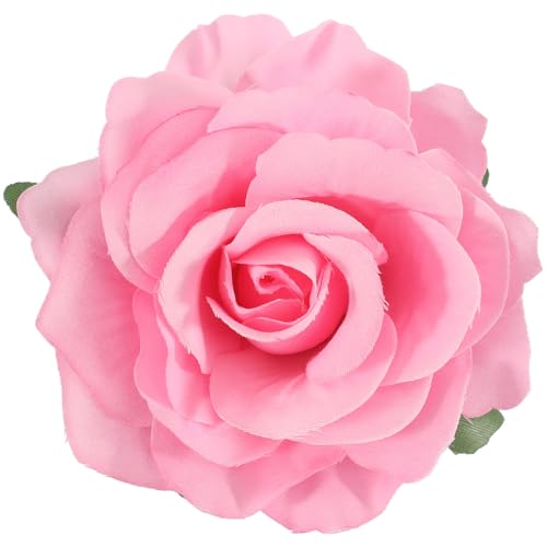 Image of 3.9 Inches Pink Rose Hair Clips & Flower Brooches for Women | Charming Design Pink Rose Brooches & Flower Pins for Women | Lapel Pin Wedding Flowers Hair Accessories & Valentines Day Gifts for Her