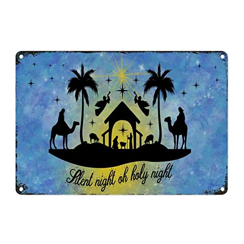 Plaque murale de crèche de Noël en métal CowkissSign 30,5x45,7 cm