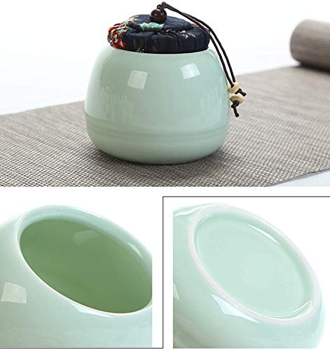 Hoobar Ceramic Kungfu Tea Set Travel Tea Set With Portable Teapot/Teacups/Tea Canister/Tea Tray And Travel Bag,Suitable For Travel/Home/Outdoor And Office (Peak Green) #TOP2