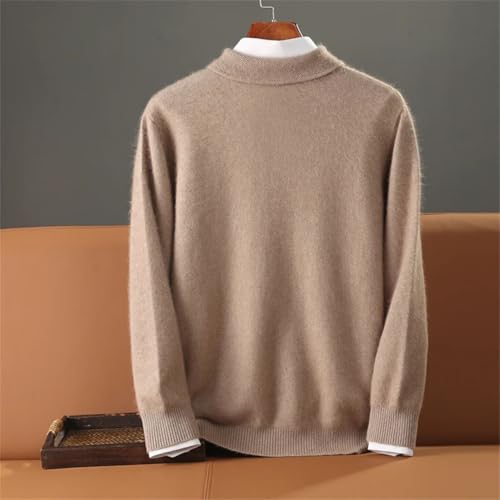 Mens Lapel Cashmere Sweater Solid Casual Business Buttons Pullover Warm Knit Jumper2