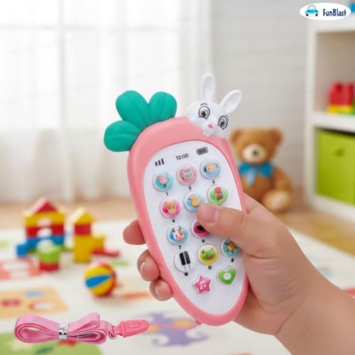 Image of FunBlast Cartoon Musical Mobile Phone for Kids, Mobile with Light & Sound Toys for Babies | Educational Toys for Kids 3+ Years /Boys /Girls-1 Unit (Radish-Pink)