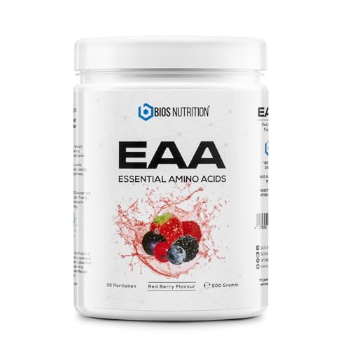 EAA Pulver RED BERRY 500gr - essentielle Aminosäuren - 11gr Protein pro Portion - ohne schlechten...