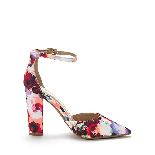DREAM PAIRS Women's Coco High Heels Chunky Pumps,Floral,6.5 - image 3