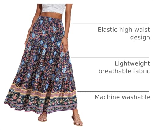 Image of CFLONGE Summer Maxi Skirts for Women 2026 Trendy Floral A Line Boho Skirt