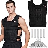 Adjustable Weighted Vest 44LB Workout Weight Vest Training Fitness Weighted Jacket for man woman (Included 96 Steel Plates Weights)