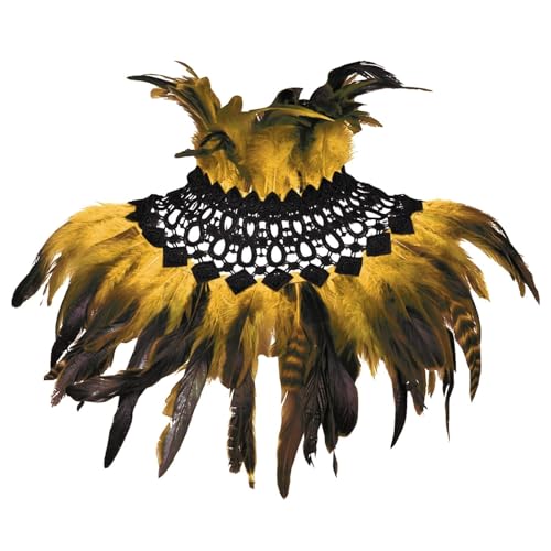 BOTCAM Corte de plumas con degradado, carnaval, festival, fiesta, baile de máscaras, actuación, accesorio de disfraz compatible con conjunto de moto, ropa para mujer, amarillo, Talla única