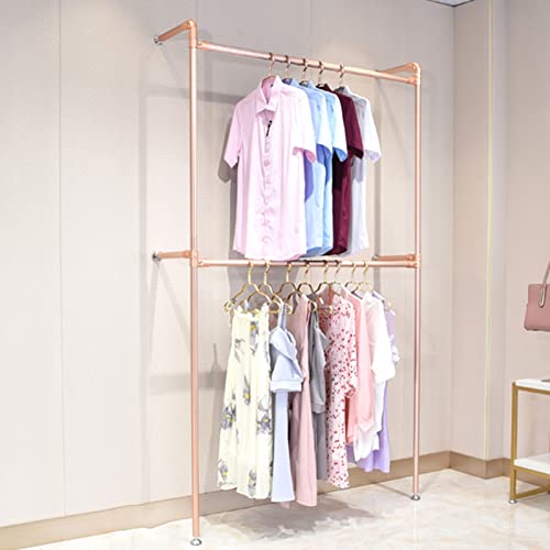 PPTYFXM Industrial Pipe Clothing Racks Wall Mounted Clothes Racks Double Hanging Rods Heavy Duty Garment Rack for Boutiques Retail Display,Walk-in Closet System,MUL(D-Single Group