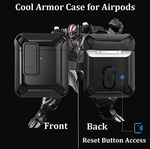 Image of Olytop for Airpods 2nd 1st Generation Case Men Lock with Cleaner Kit, Rugged AirPod 2 /1 Gen Protective Hard Cover Shockproof Skin Boys Women with Keychain for Apple iPods 2nd /1st Cases, Black