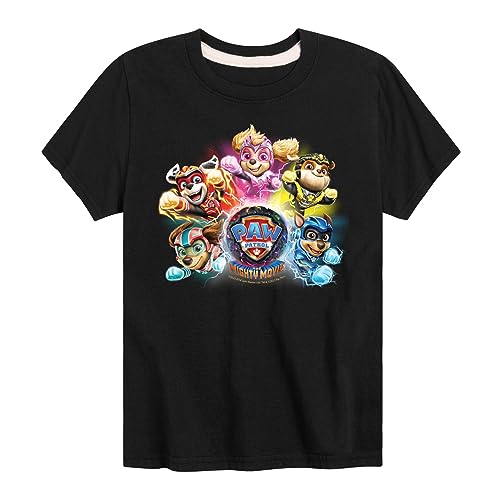 HYBRID APPAREL - Paw Patrol The Movie - Mighty Movie Character Group - Toddler & Youth Short Sleeve Graphic T-Shirt