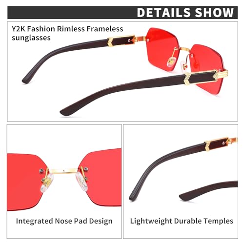 Image of COASION Fashion Rimless Frameless Sunglasses for Women Men Y2k Retro Sun Glasses Square Tinted Glasses