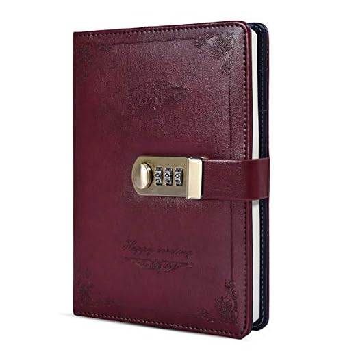 ARRLSDB Diary with Lock, PU Leather Combination Lock Journal (Combination Lock Diary) A5 Password Notebook Retro Privacy Journals Locking Personal Diary (Wine Red)