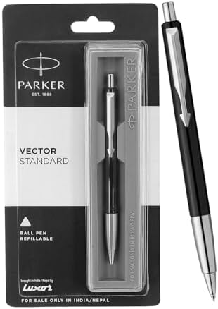 Parker Vector Standard Chrome Trim Ball Pen (Ink - Blue)