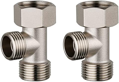 2 Pack Bidet T-adapter, 7/8" and G 1/2 Polished 3-way Tee Connector for Handheld Bidet,SOLID Brass Connector,T Valve Shower Head Diverter