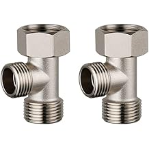 2PACK Bidet T-Adapter, 7/8" 15/16" and G1/2 Solid Brass 3-Way Tee Connector, Polished T Valve Toilet Tank Adapter for Handheld Bidet, Shower Head, and Sprayer Hose