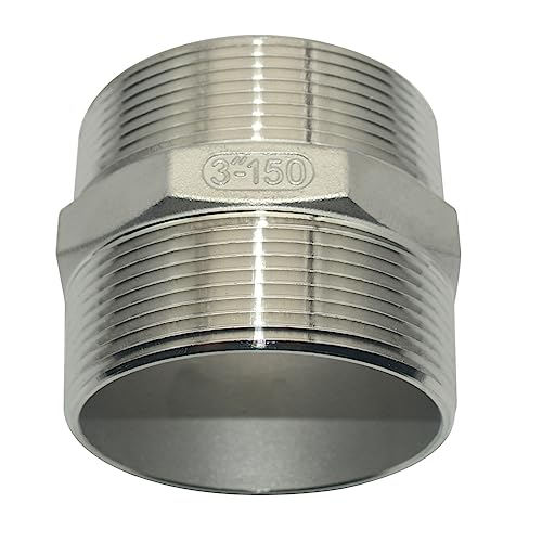 Image of Male x Male Hex Nipple Stainless Steel 304 Threaded Pipe Fitting NPT (3 inch)