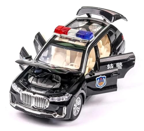 Image of 1:32 Scale BMW X7 Police Toy Car | Metal Pullback Diecast Car for Kids with Openable Doors, Sound, Light Effects Toy for Car Enthusiasts (Color As Per Available)