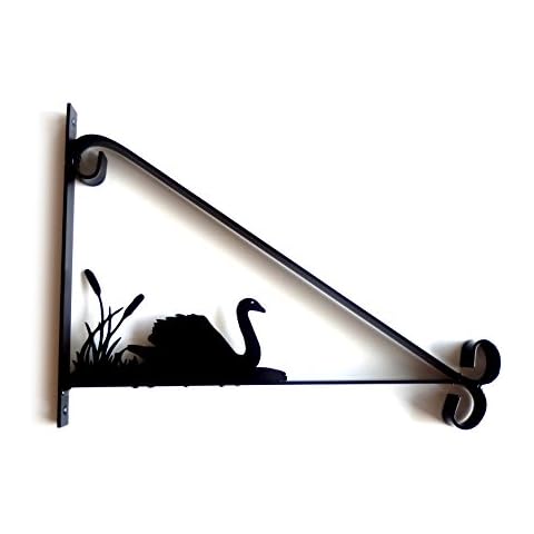 Swan and Reeds Silhouette Scroll Heavy Duty Hanging Basket Bracket Cover