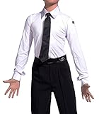 SCGGINTTANZ GD5101 Kid Latin Modern Ballroom Ball Party Dance Professional Performance Shirt/Pants for boy ((FBA) Tops(White), 130)