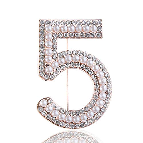 Celebrity Designer Pearl Rhinestone Pins Brooches Gift (Gold)