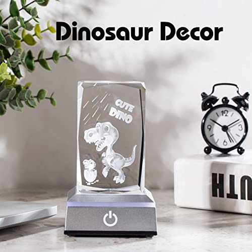 Erwei 3D Dinosaur Night Light For Men Women Etched Dinosaur Crystal Figurine Decor Birthday Gift For Kids Dinosaur Lovers Multicolor Dinosaur Night Lamp Glass Dinosaur Paperweight #TOP5