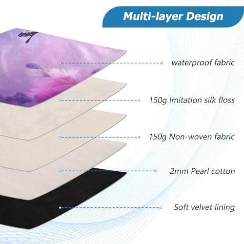 Funda para portátil con flores moradas y mariposas 13-14 pulgadas miniatura 4
