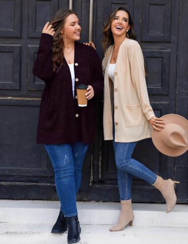 Image of MONNURO Plus Size Cardigan for Women Lightweight Open Front with Pockets