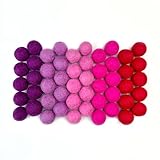 BEAUTIFUL PINK & PURPLE COLORS - Our Hot Love assortment includes a saucy combination of five colors including 10 balls of each color of red, purple, violet, pink, and hot pink. A sweetheart and Cupid inspired combination. 100% WOOL FELT BALLS - Natu...